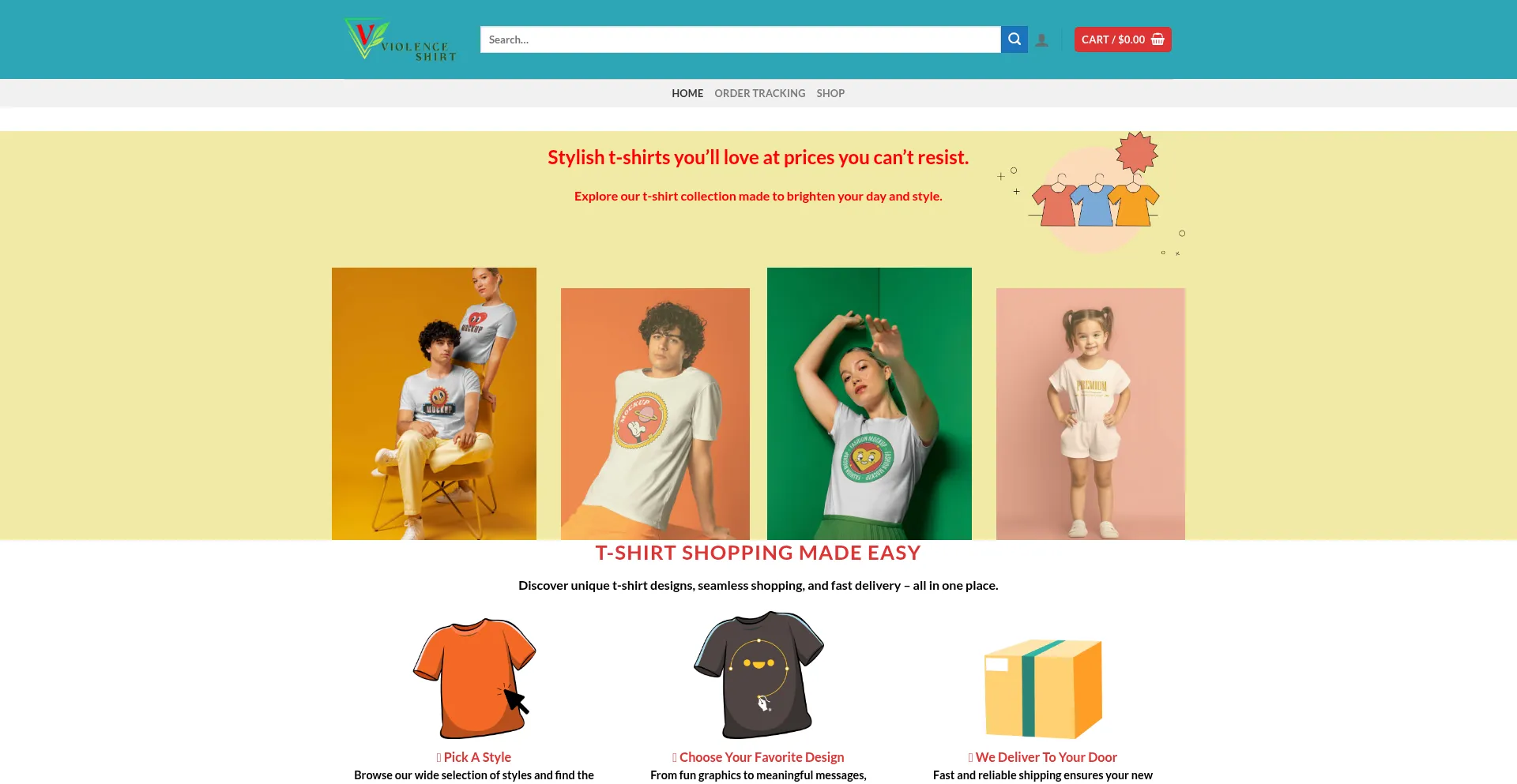 Website screenshot of Violenceshirt.com