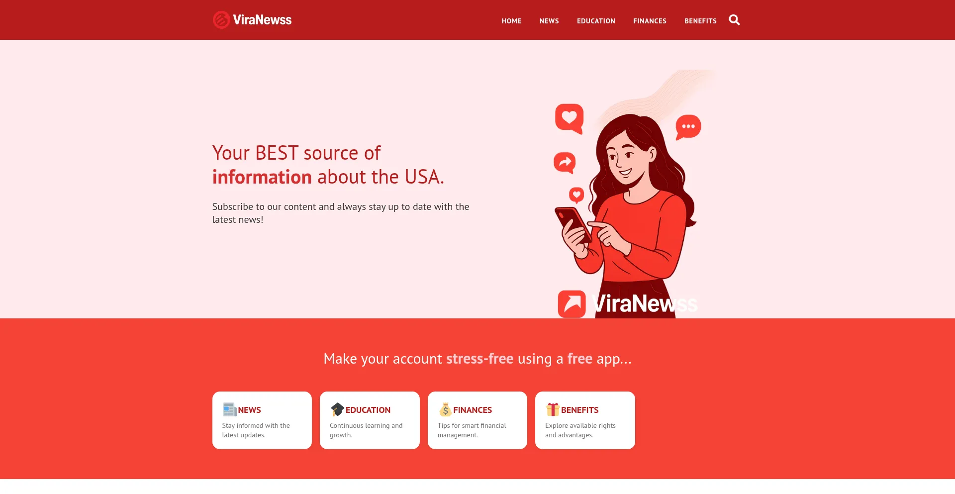 Website screenshot of Viranewss.com