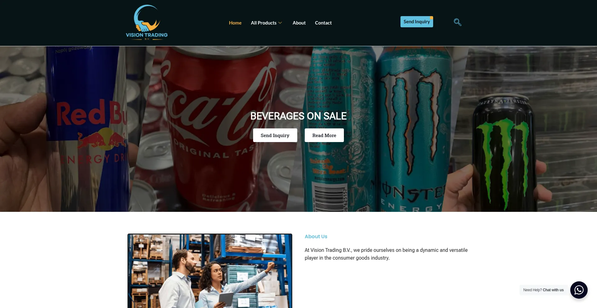 Website screenshot of Visiontradingbv.com