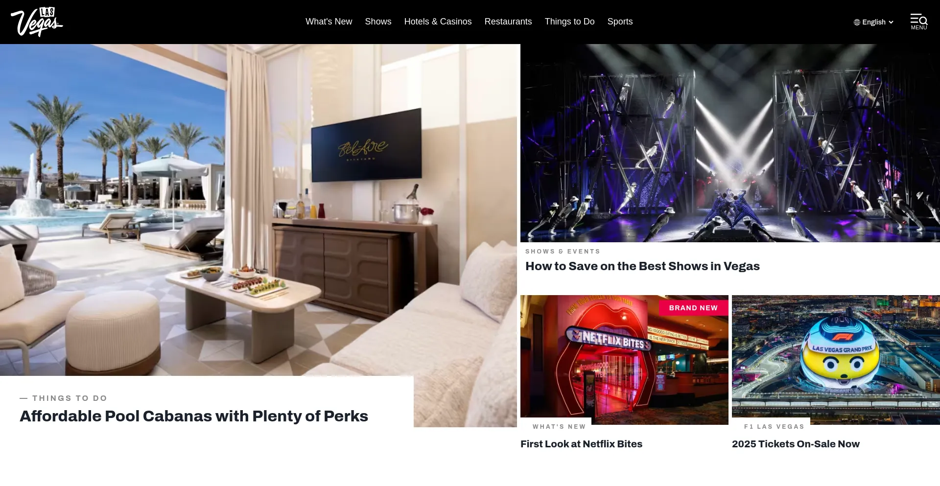 Website screenshot of Visitlasvegas.com