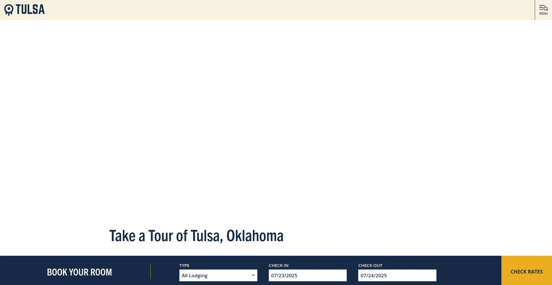 Website screenshot of Visittulsa.com