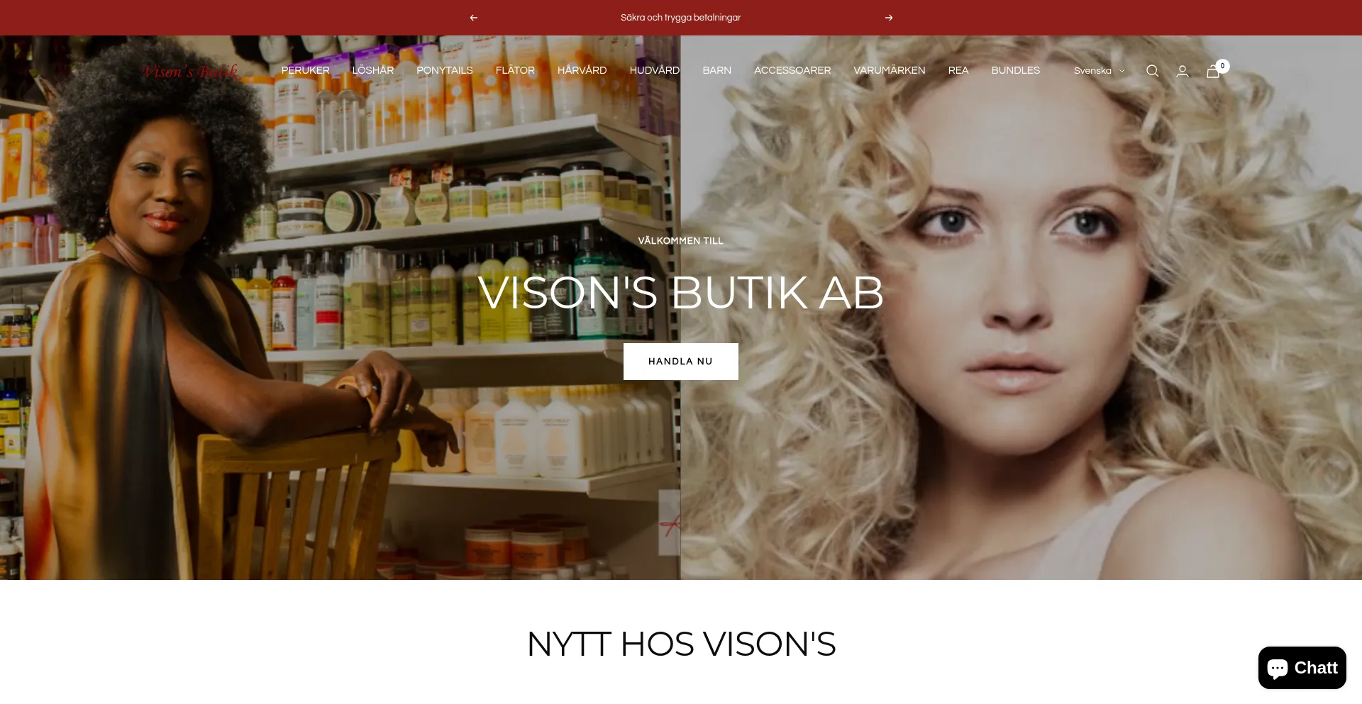 Website screenshot of Visonsbutik.com