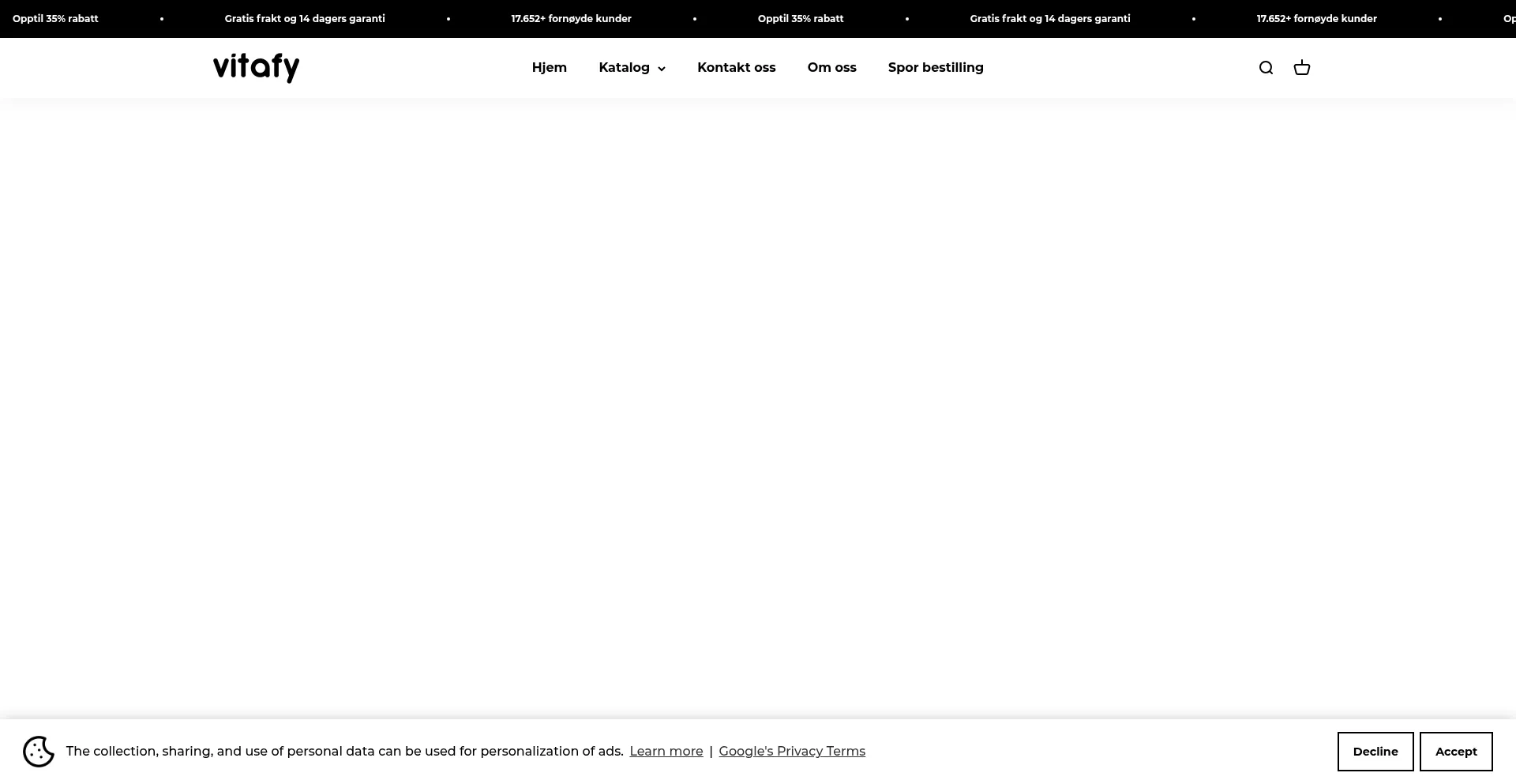 Website screenshot of Vitafy-norge.com