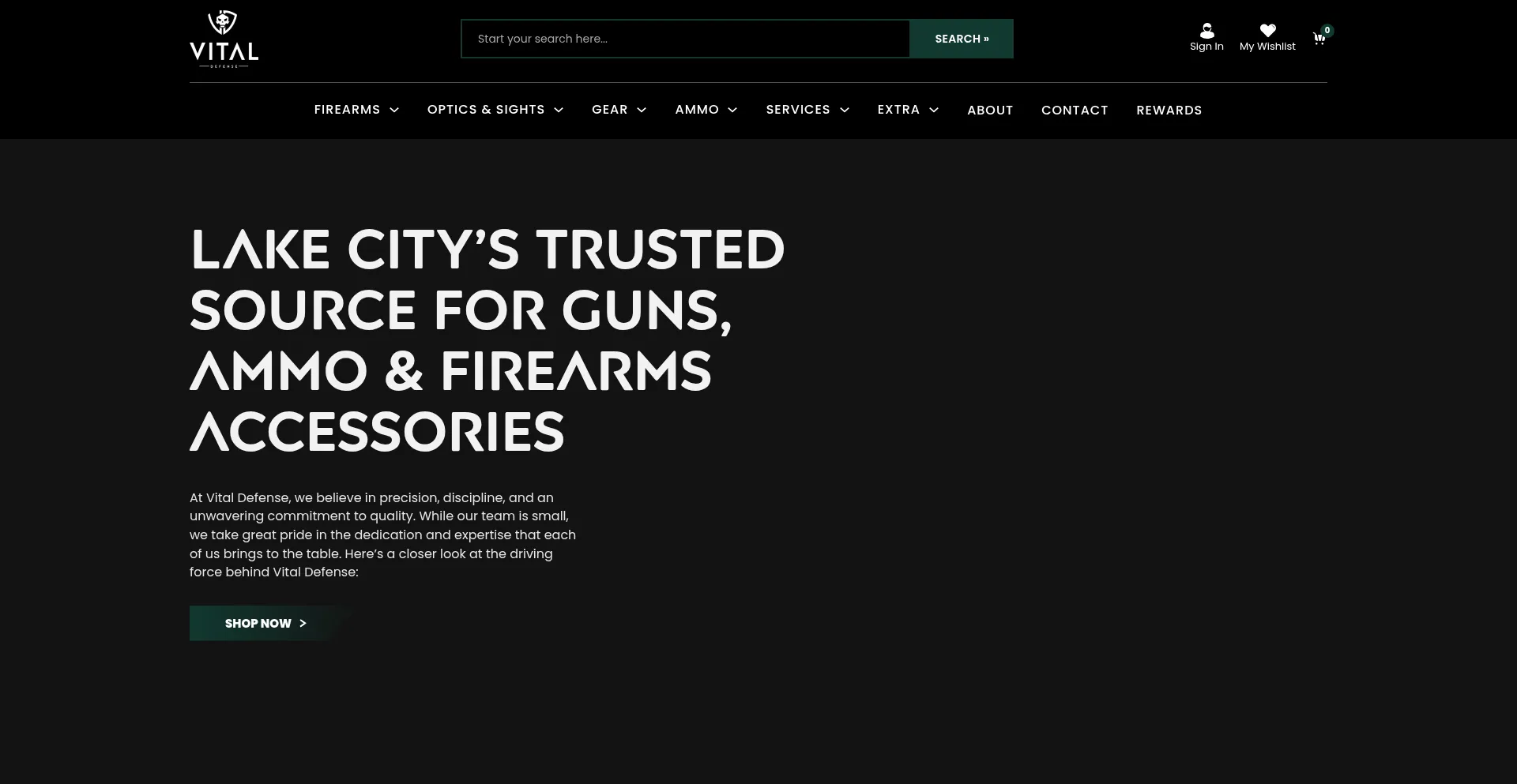 Website screenshot of Vitaldefenseco.com