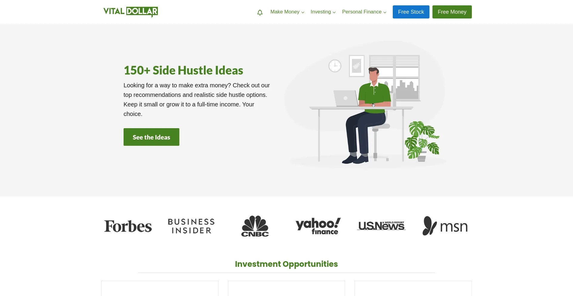 Website screenshot of Vitaldollar.com