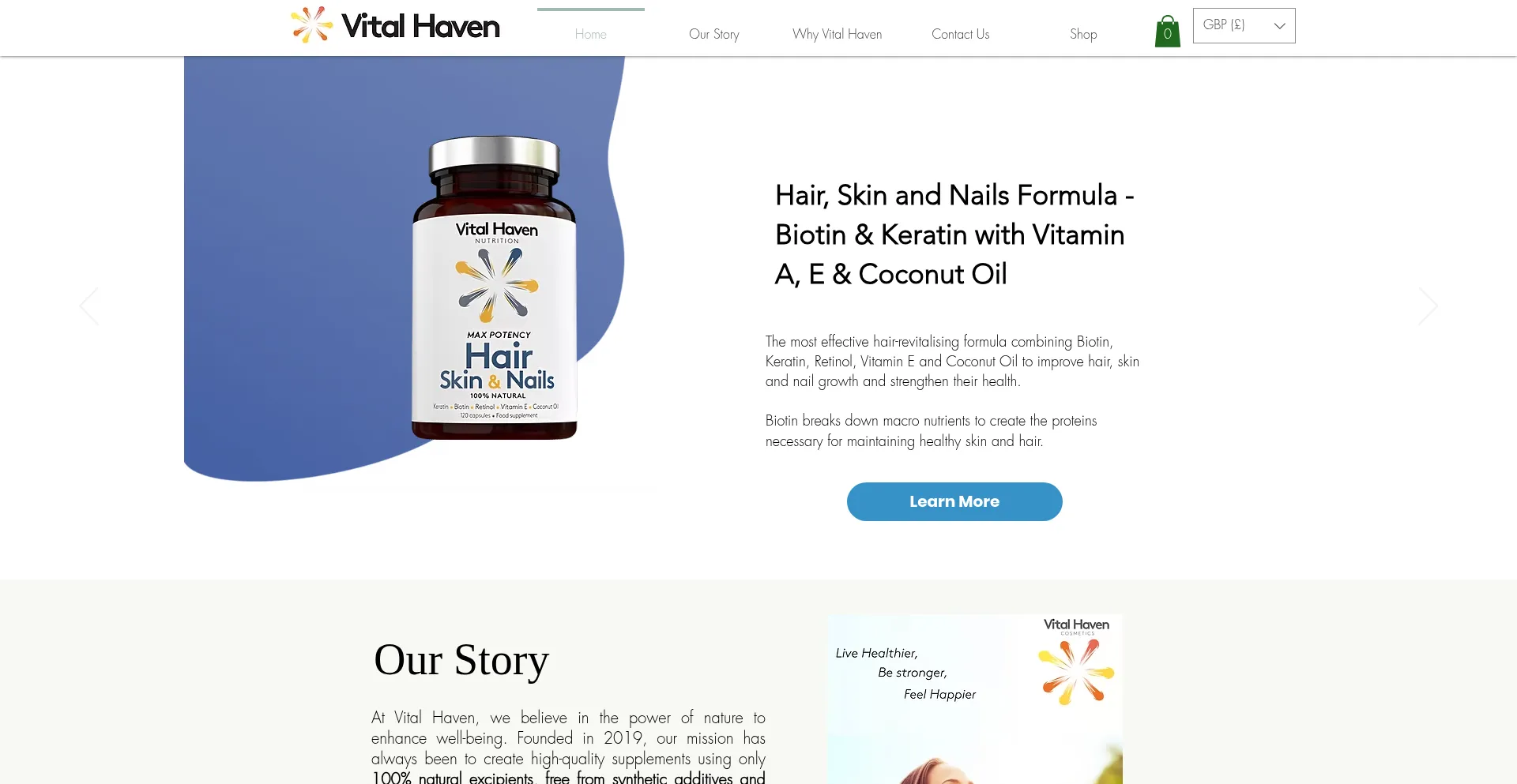 Website screenshot of Vitalhaven.com