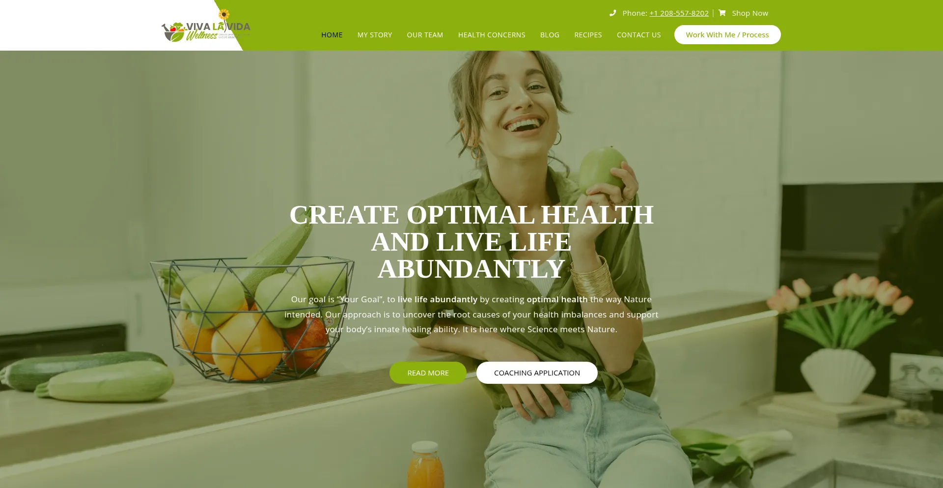 Website screenshot of Vivalavidawellness.com