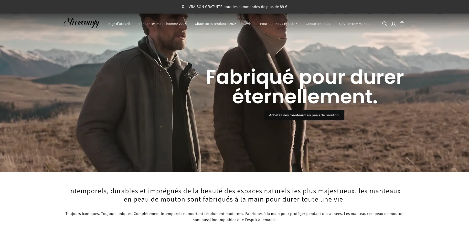Website screenshot of Vivecomfy.com