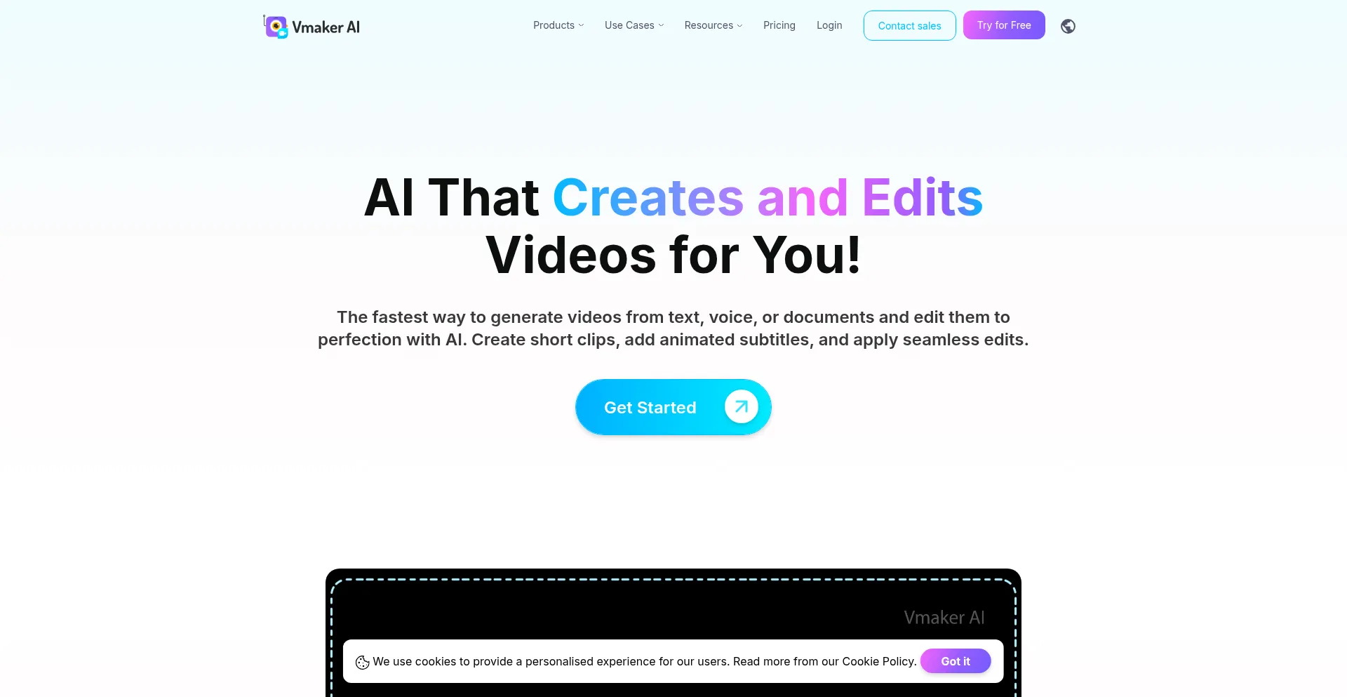 Website screenshot of Vmaker.com