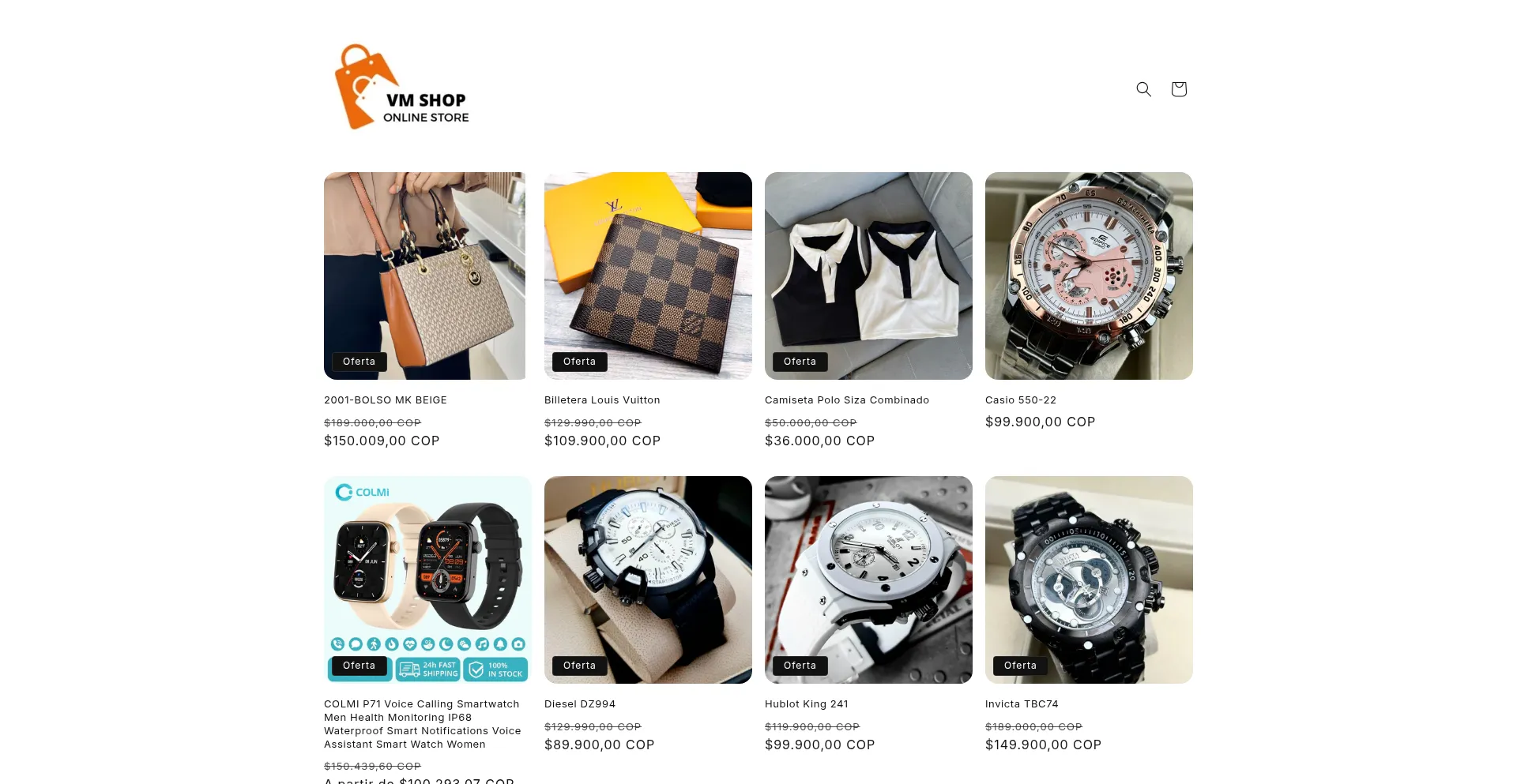 Website screenshot of Vmshoponline.com
