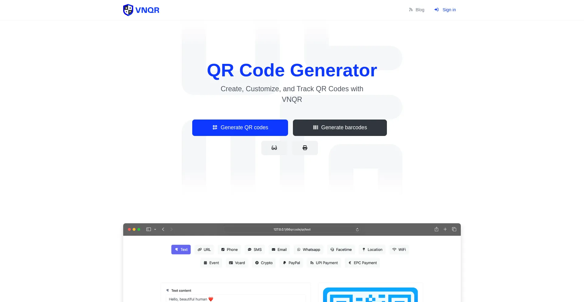 Vnqr.com Screenshot