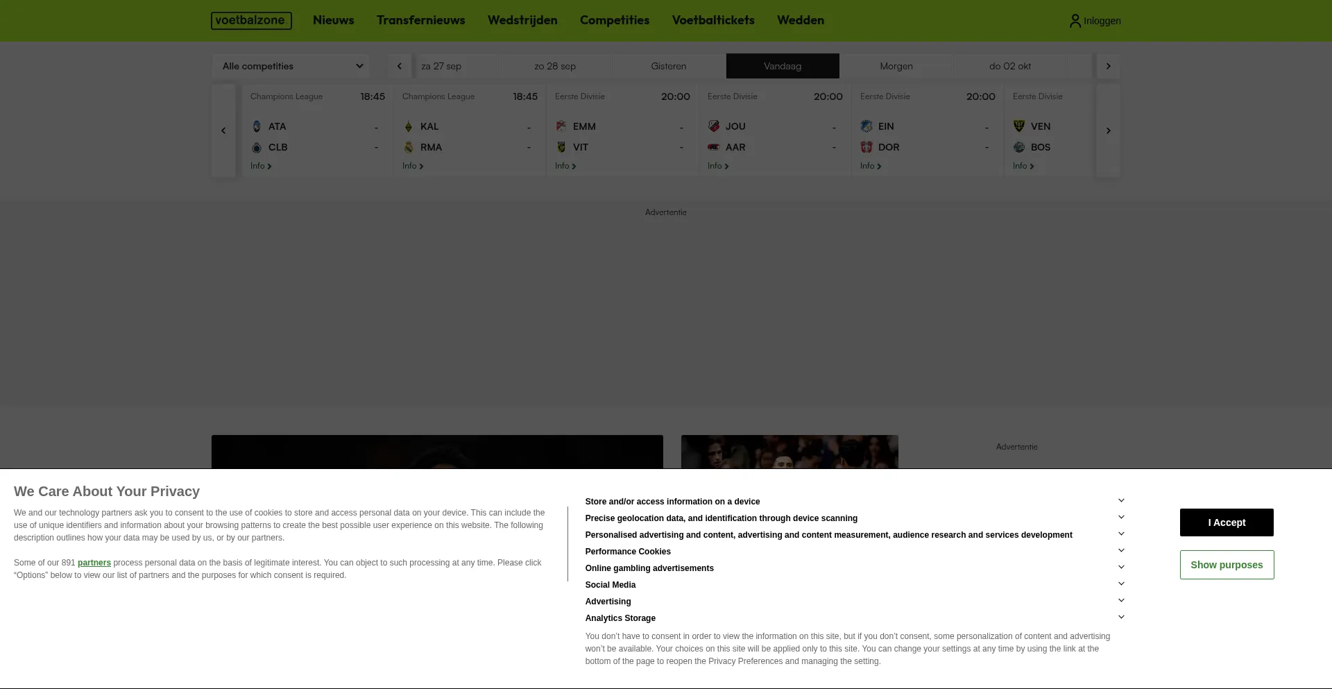 Voetbalzone.nl Screenshot