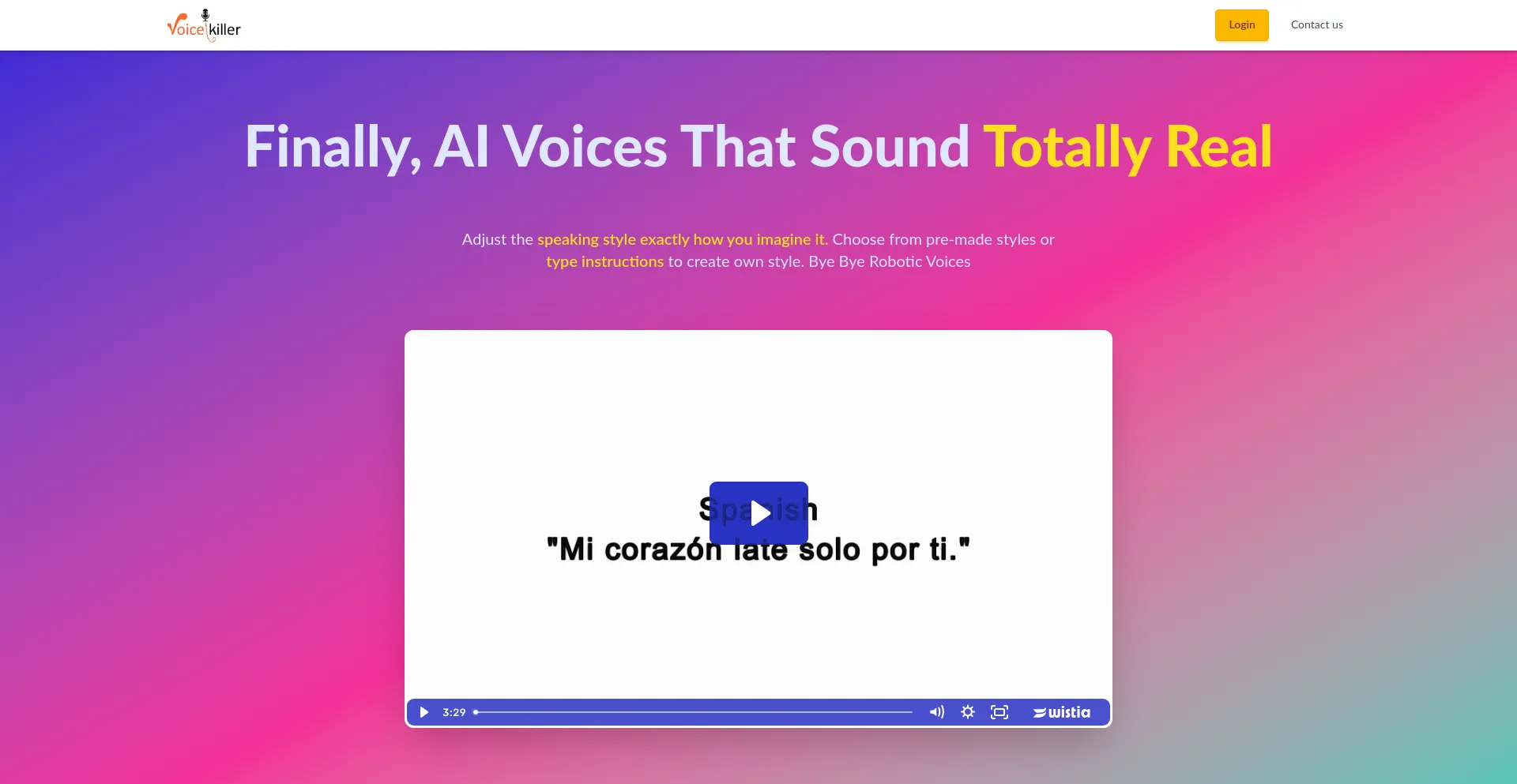 Website screenshot of Voicekiller.com