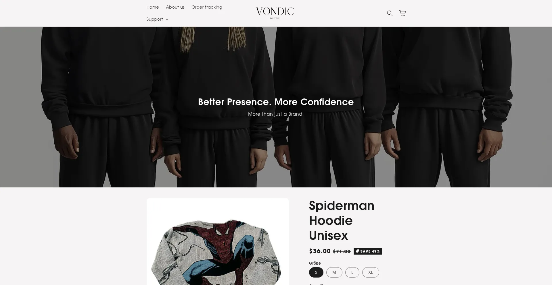 Website screenshot of Vondic.com