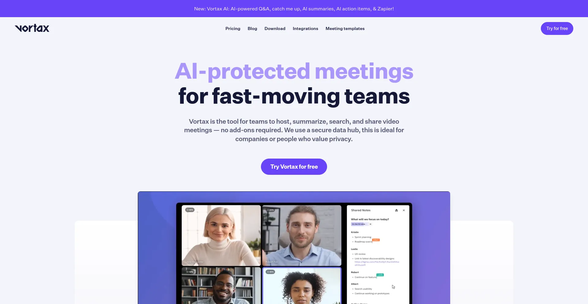 Website screenshot of Vortax.io
