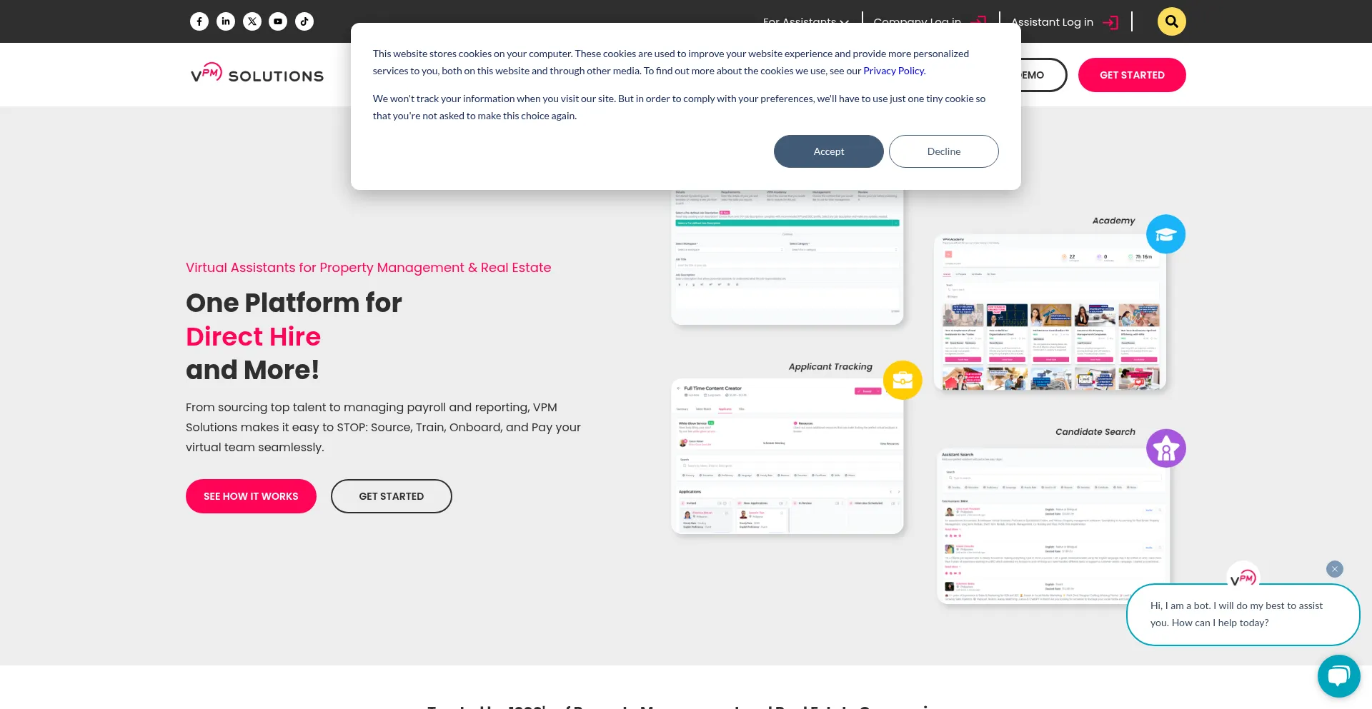Website screenshot of Vpmsolutions.com