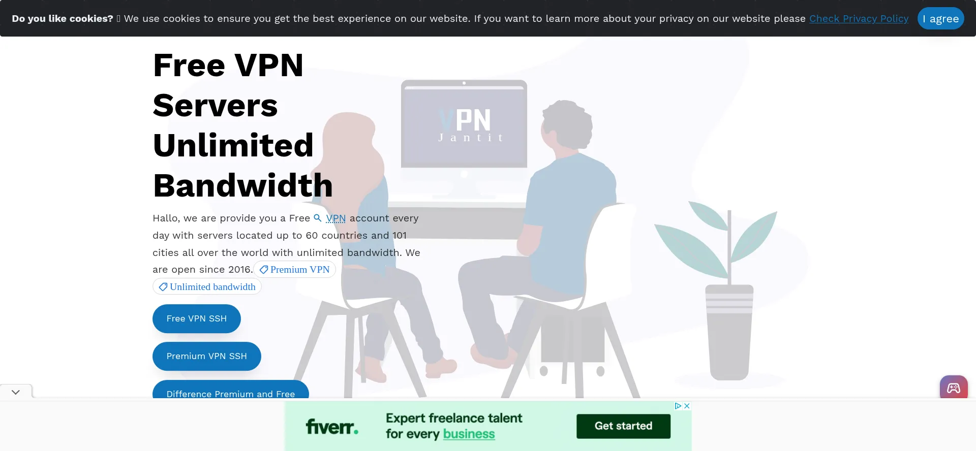 Website screenshot of Vpnjantit.com