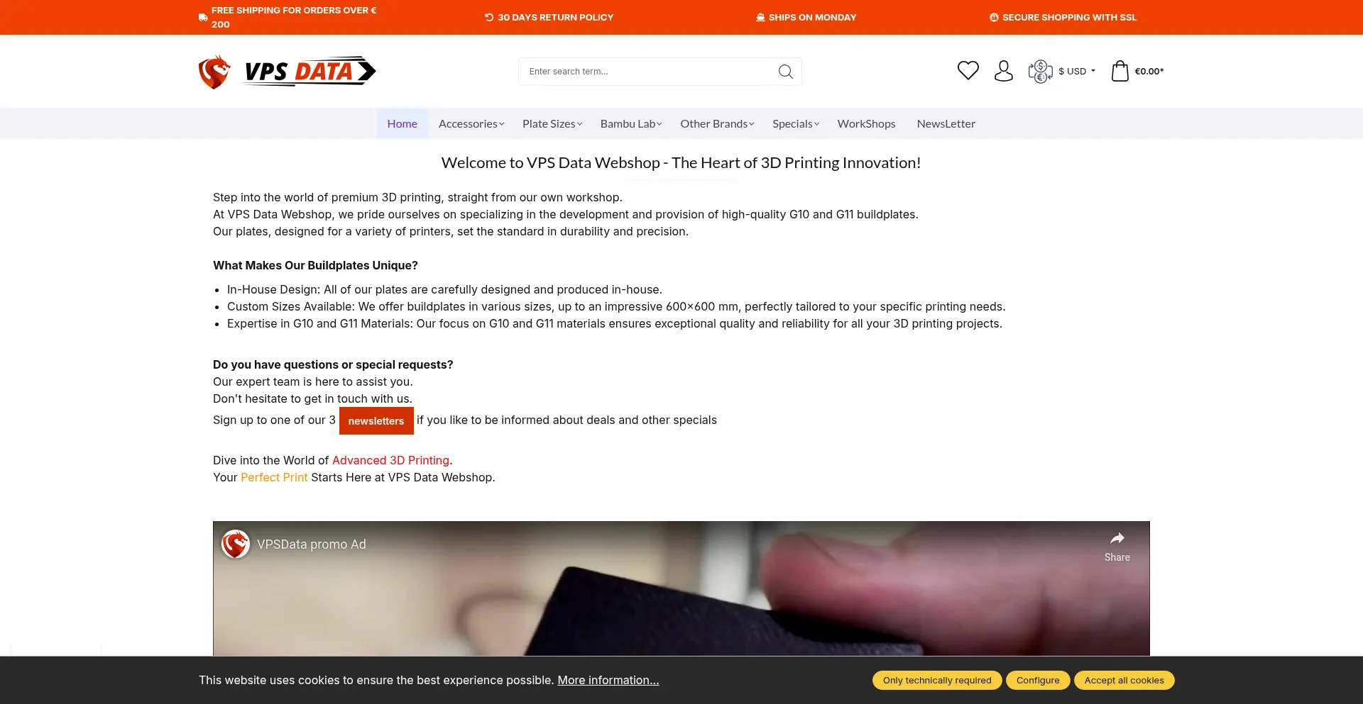 Website screenshot of Vpsdata.shop