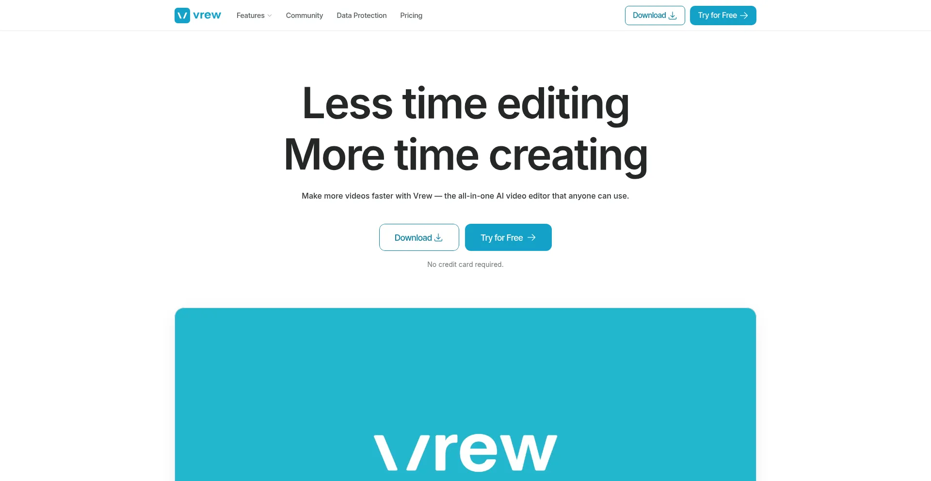 Website screenshot of Vrew.ai