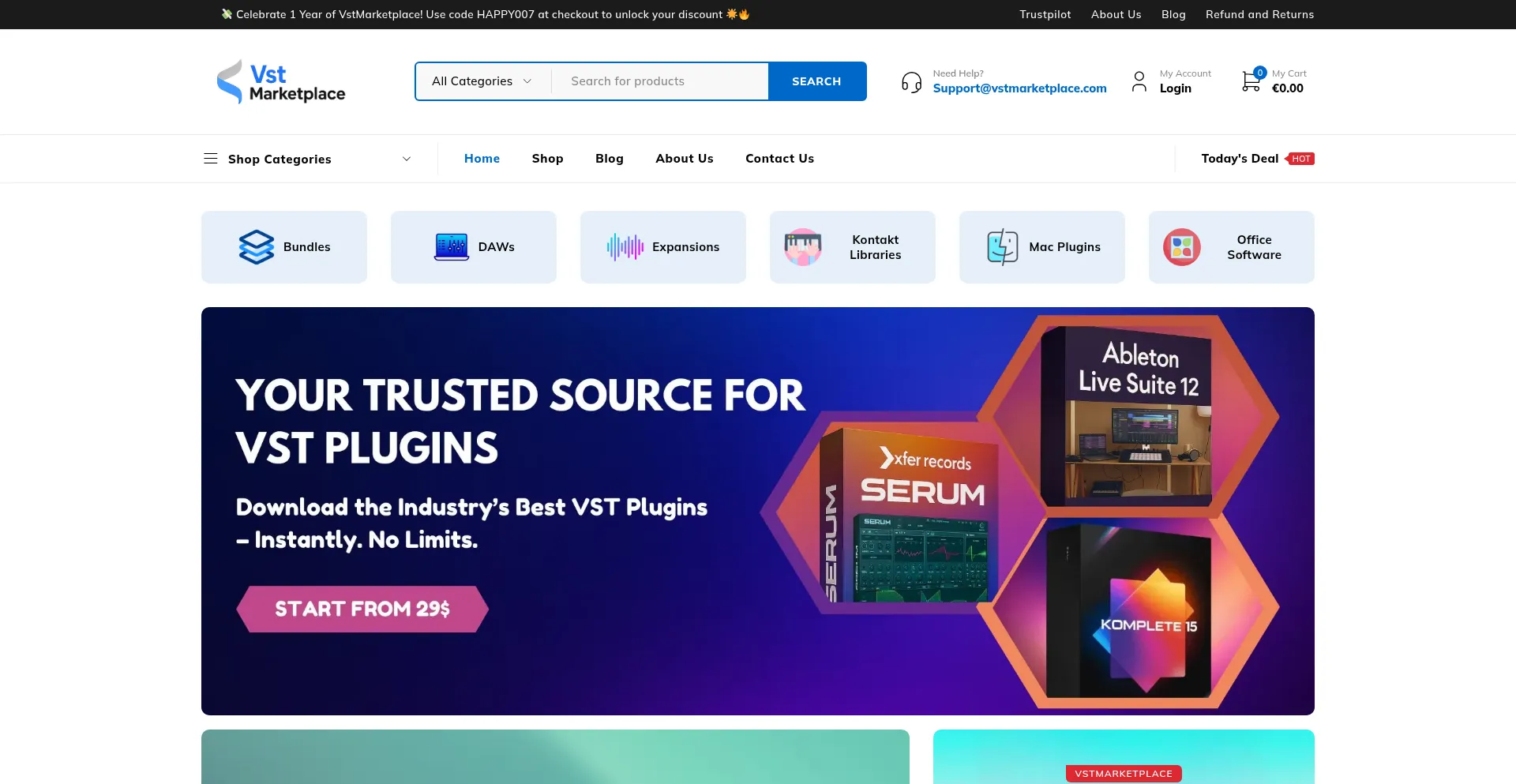 Website screenshot of Vstmarketplace.com