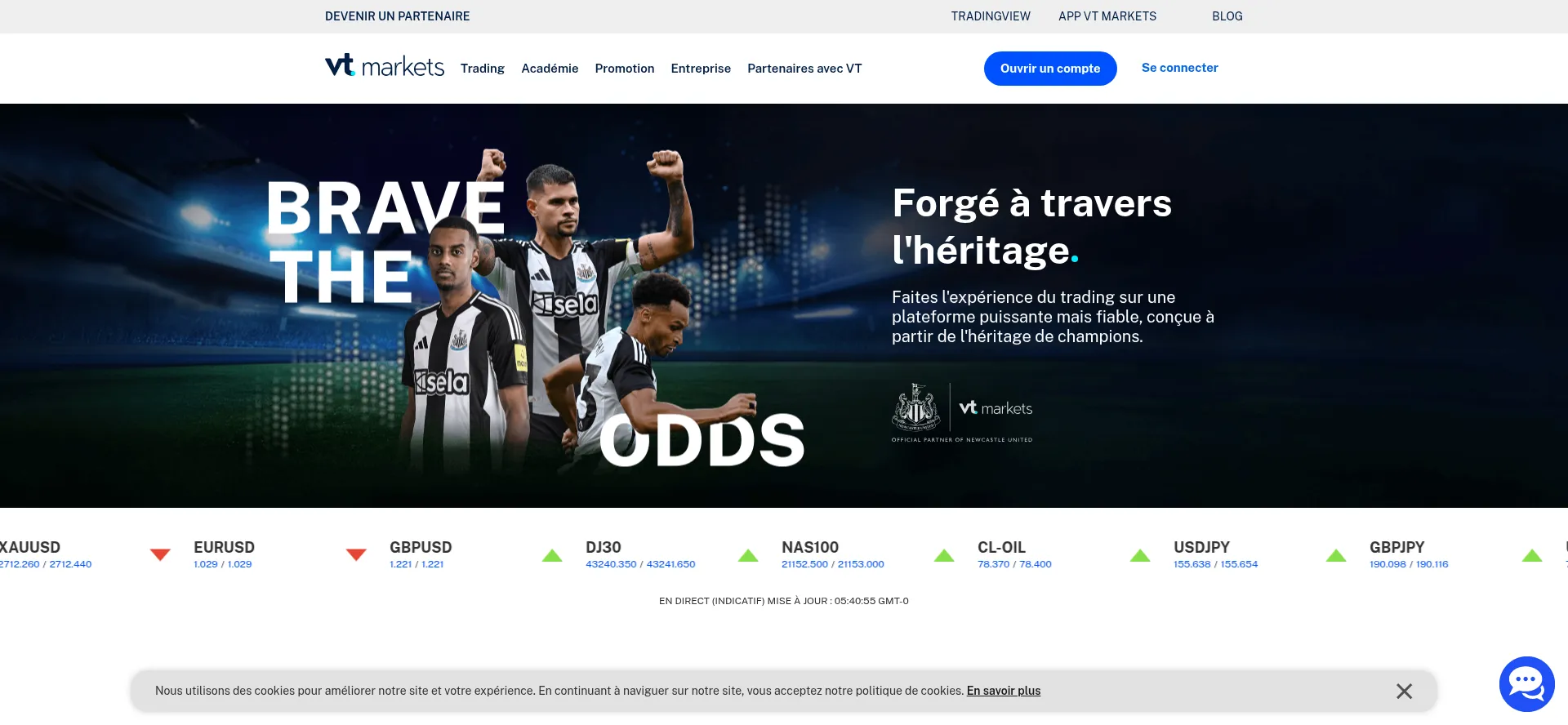 Website screenshot of Vtmarketsfr.com