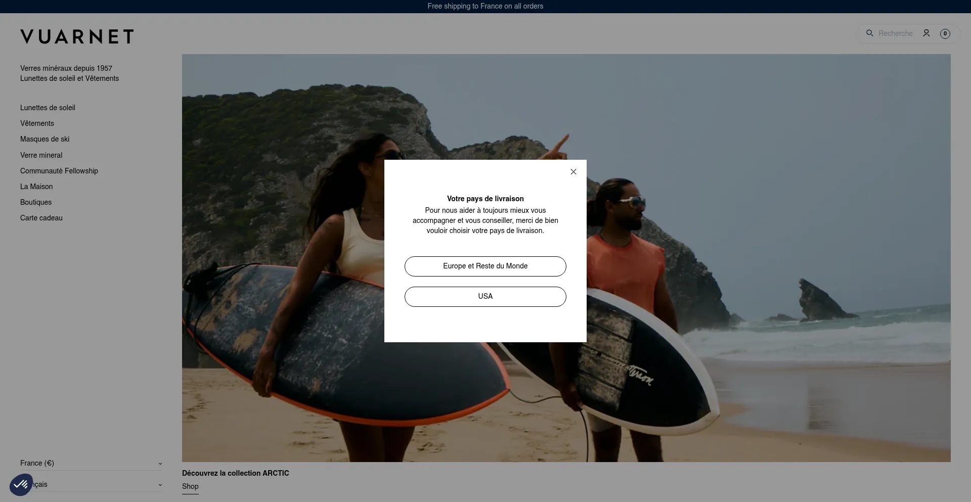 Website screenshot of Vuarnet.com