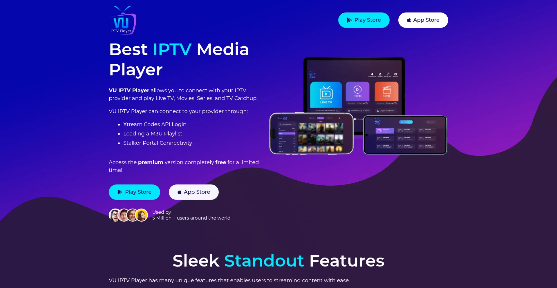 Website screenshot of Vuiptvplayer.com