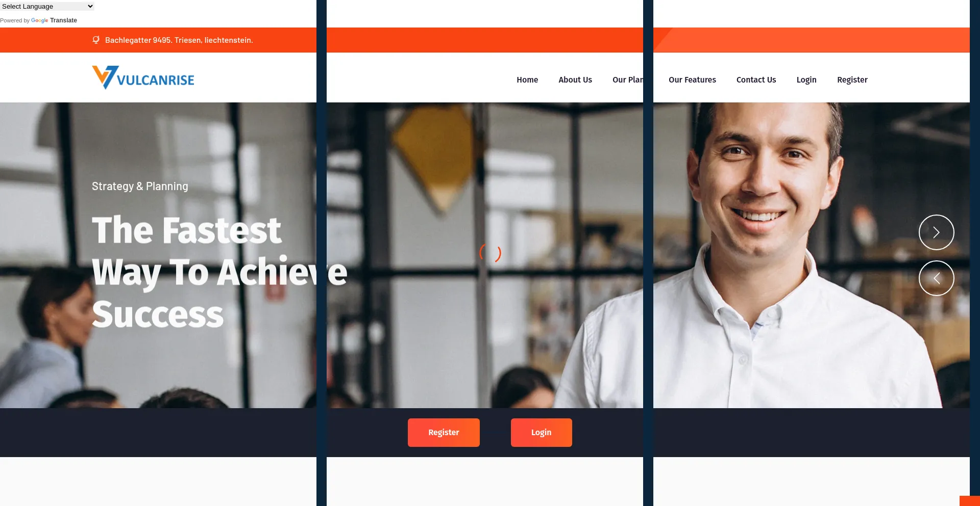 Website screenshot of Vulcanrise.com