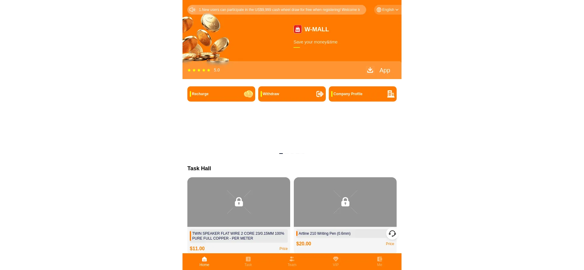 Website screenshot of W-mall.cc
