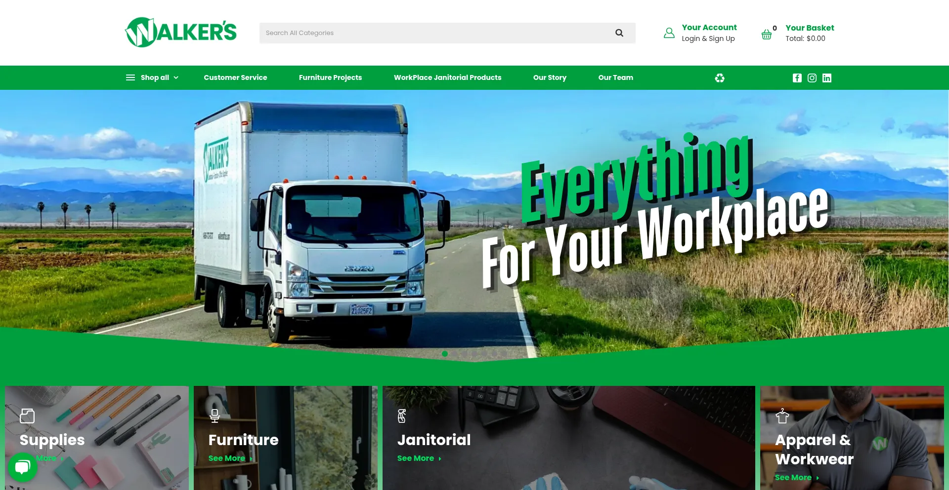 Website screenshot of Walkersoffice.com