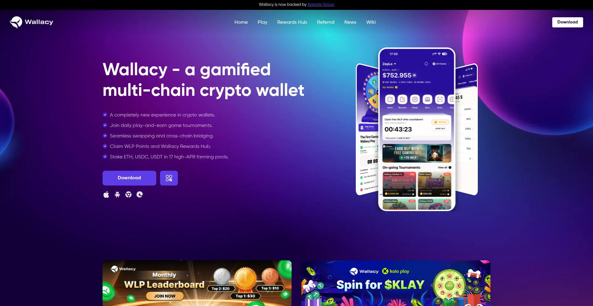 Website screenshot of Wallacy.io