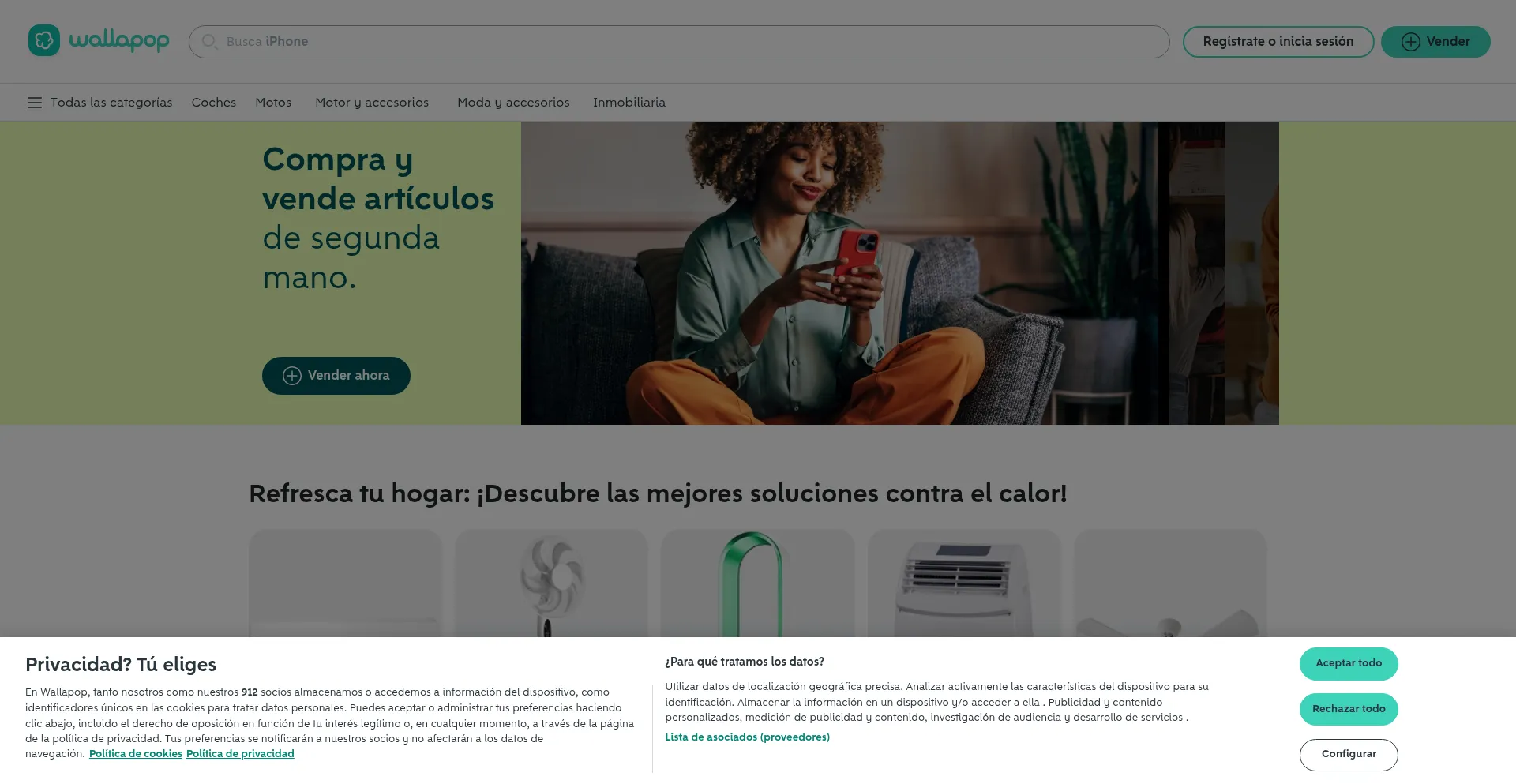 Website screenshot of Wallapop.es