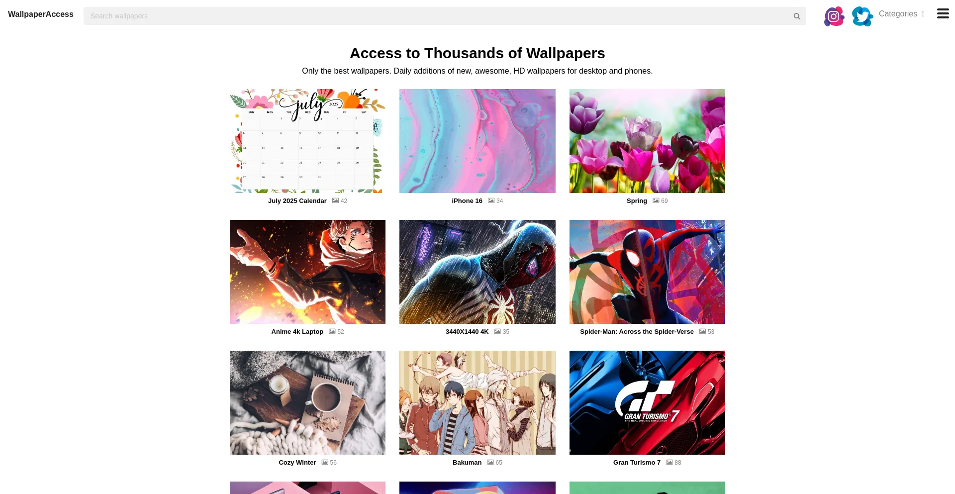 Website screenshot of Wallpaperaccess.com