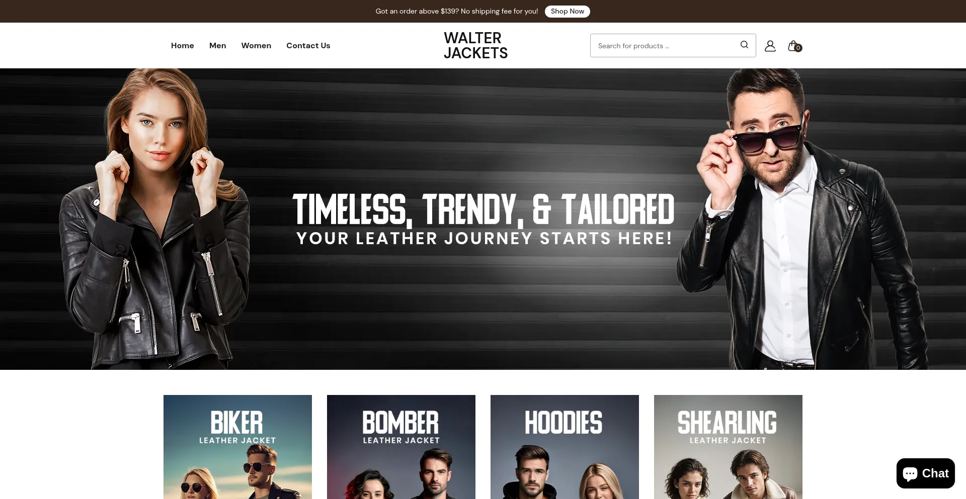 Website screenshot of Walterjackets.com