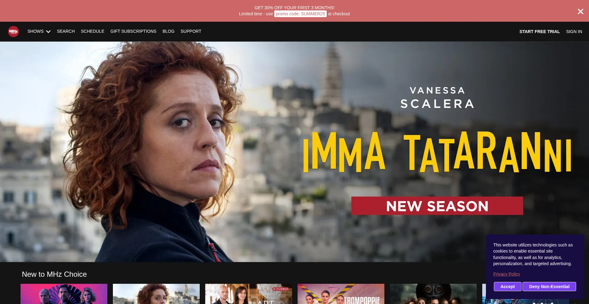 Website screenshot of Watch.mhzchoice.com