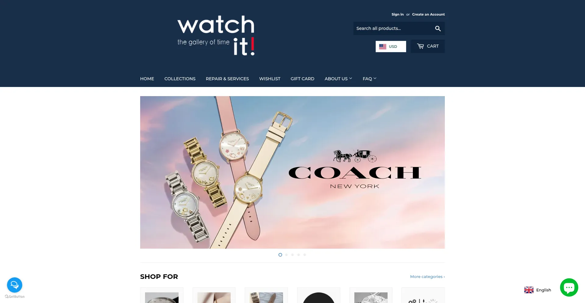Website screenshot of Watchit.com.sg