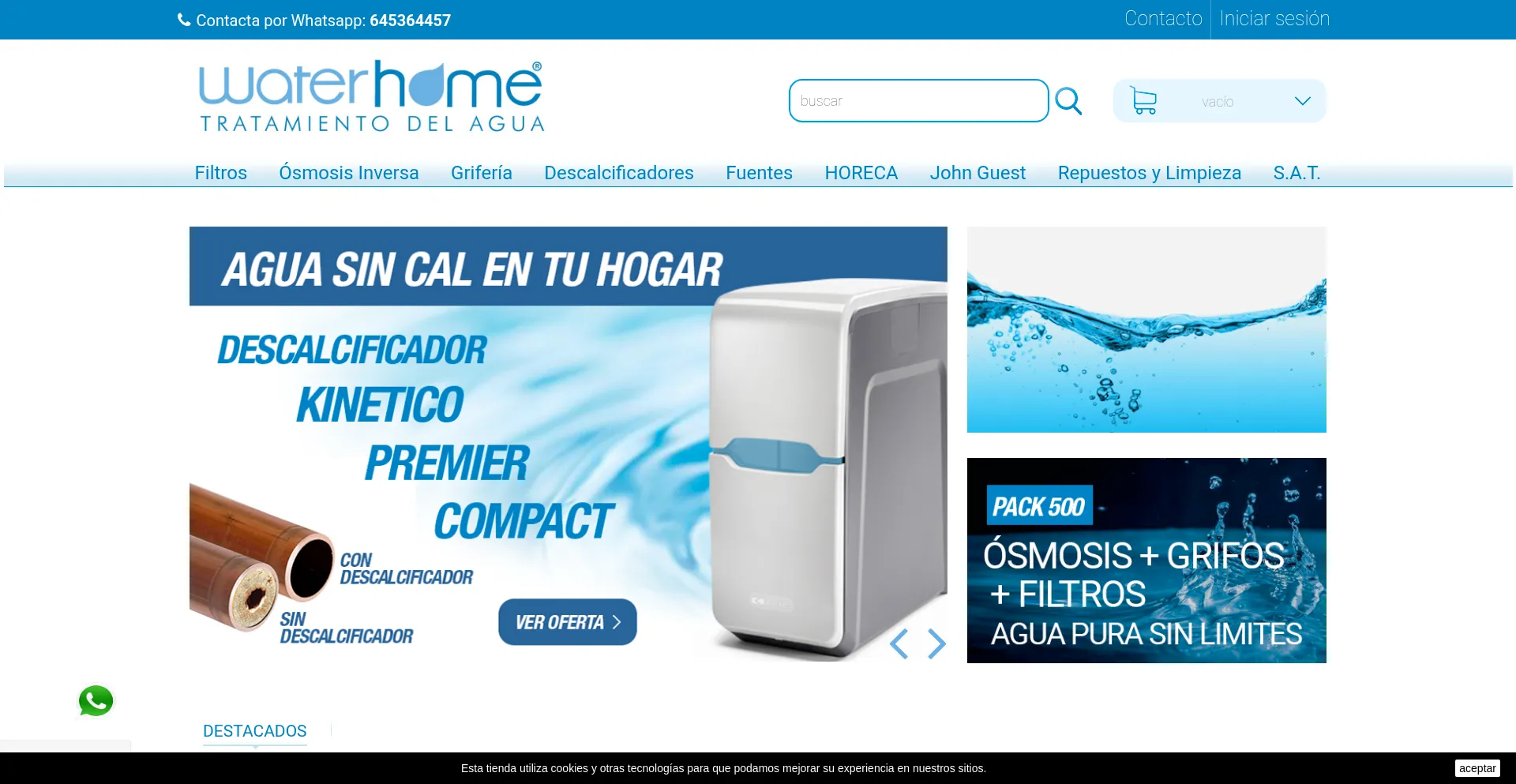Website screenshot of Waterhome.es