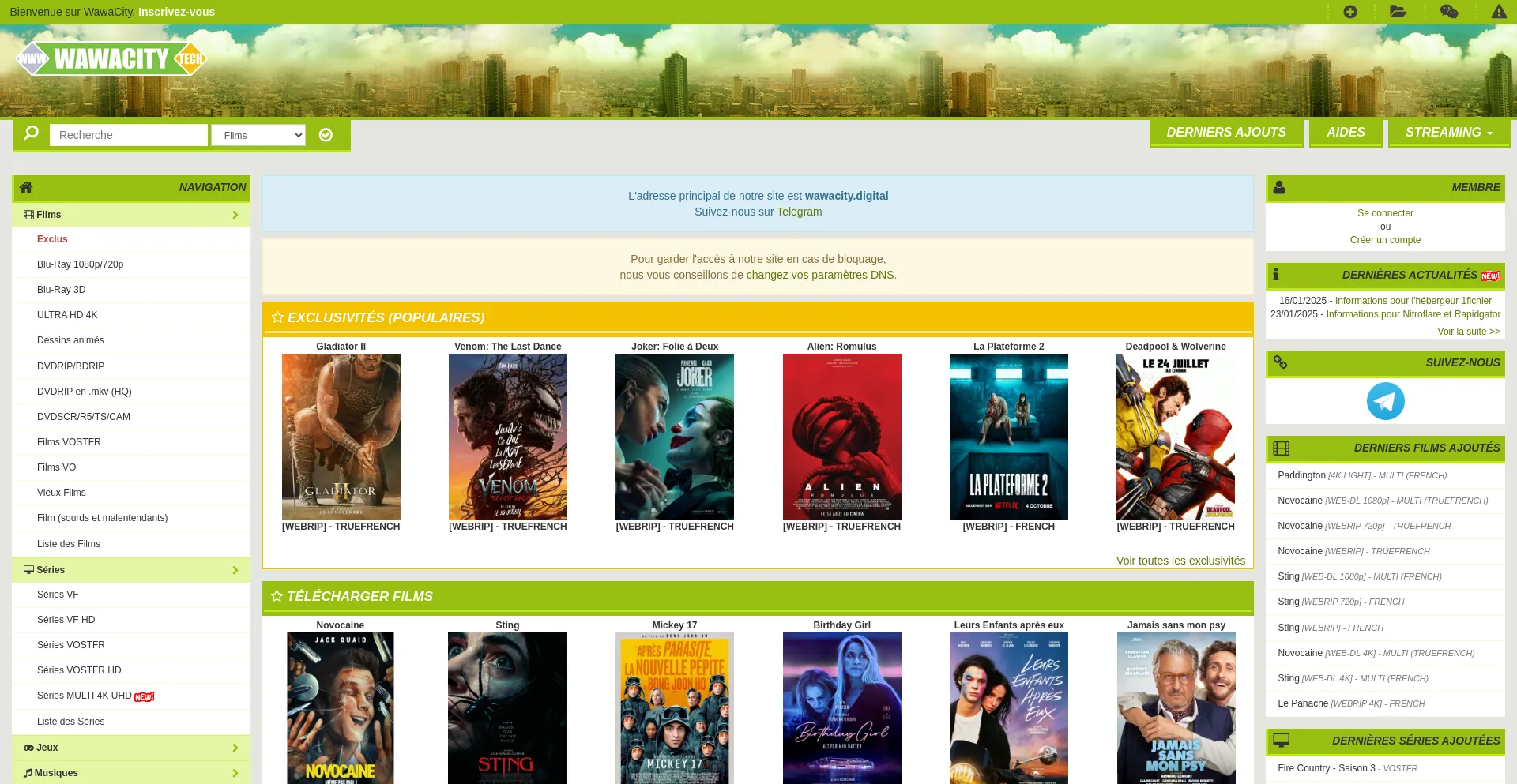 Website screenshot of Wawacity.digital