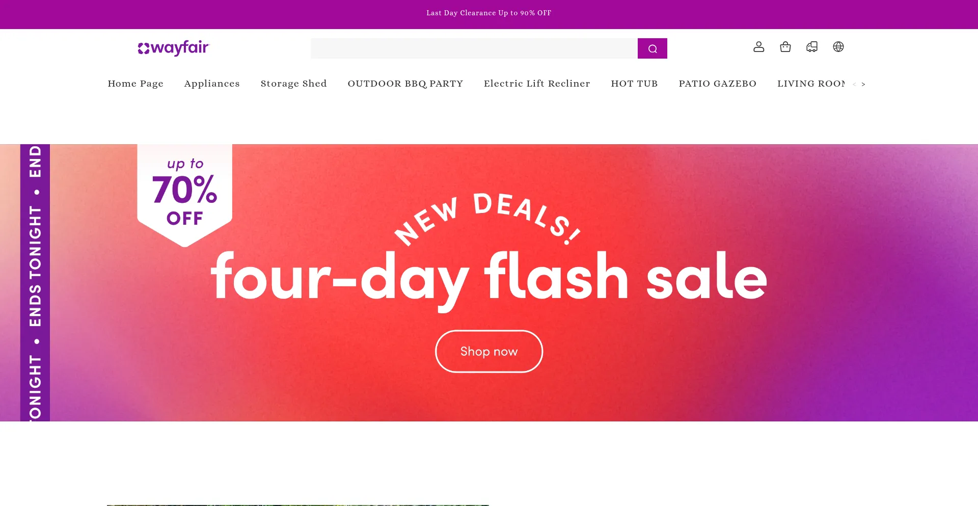 Website screenshot of Waydailysale.com