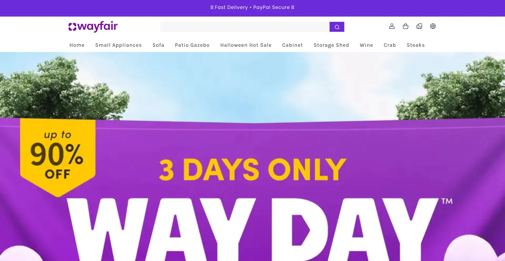 Website screenshot of Wayfairfurniturefinds.shop