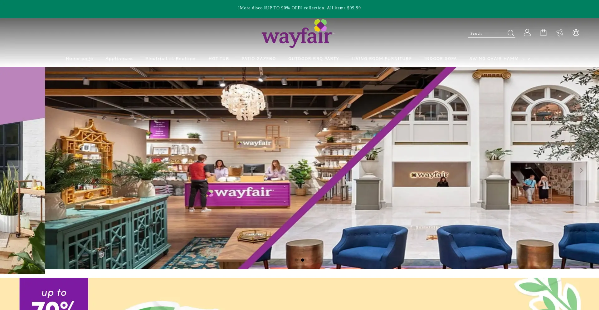 Website screenshot of Wayfairhot.com