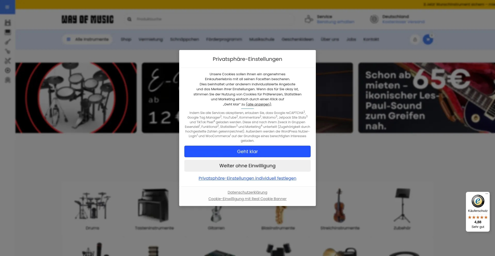 Website screenshot of Wayofmusic.de