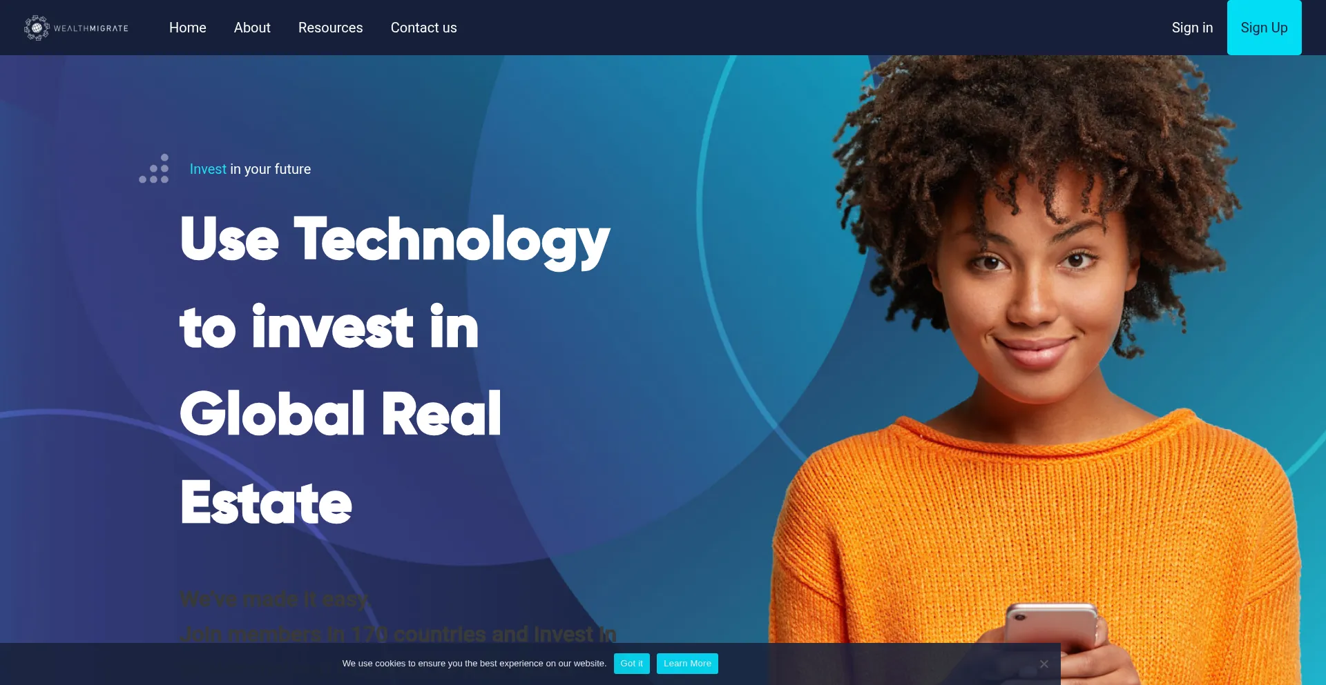 Website screenshot of Wealthmigrate.com