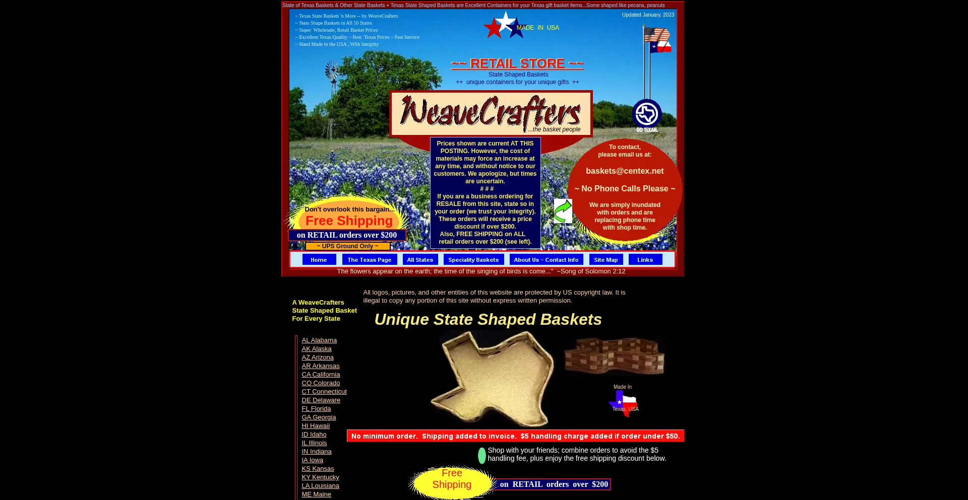 Website screenshot of Weavecrafters.com