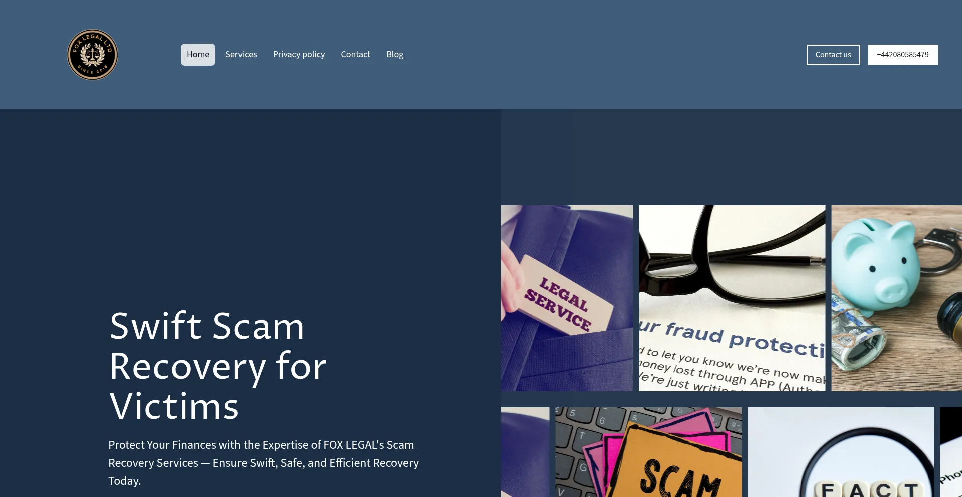 Website screenshot of Webfoxlegal.com