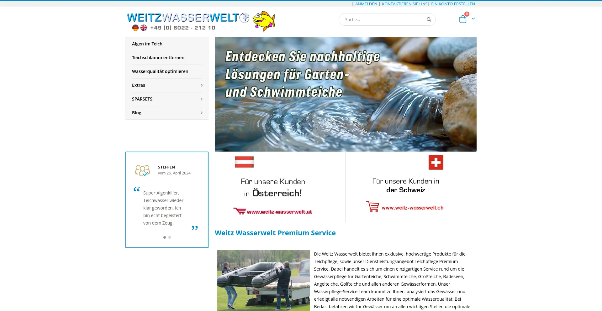 Website screenshot of Weitz-wasserwelt.de