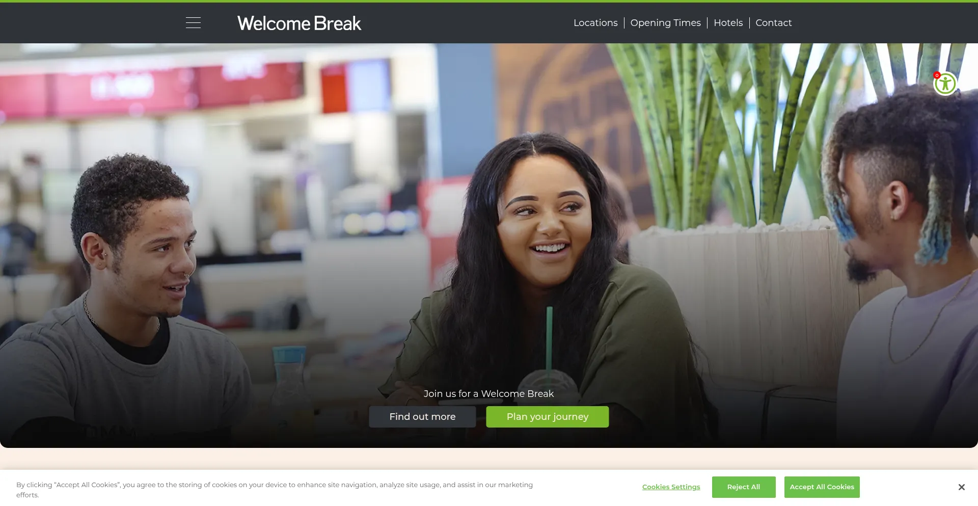 Website screenshot of Welcomebreak.co.uk