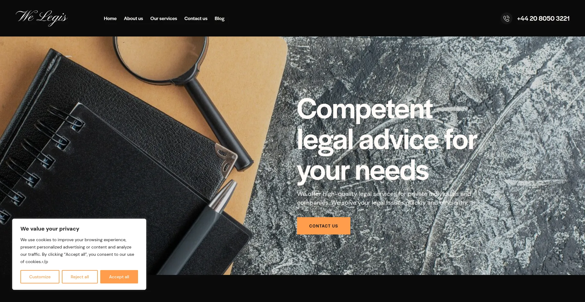 Website screenshot of Welegis.com