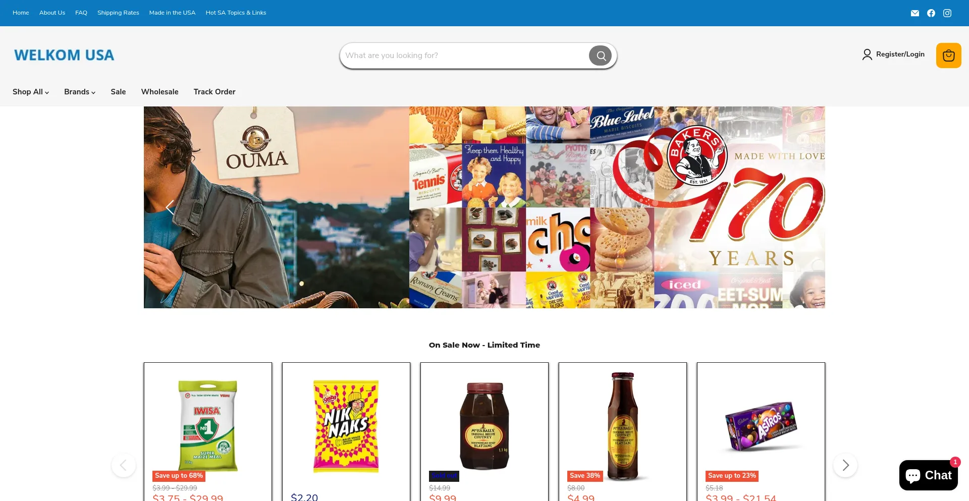 Website screenshot of Welkomusa.com