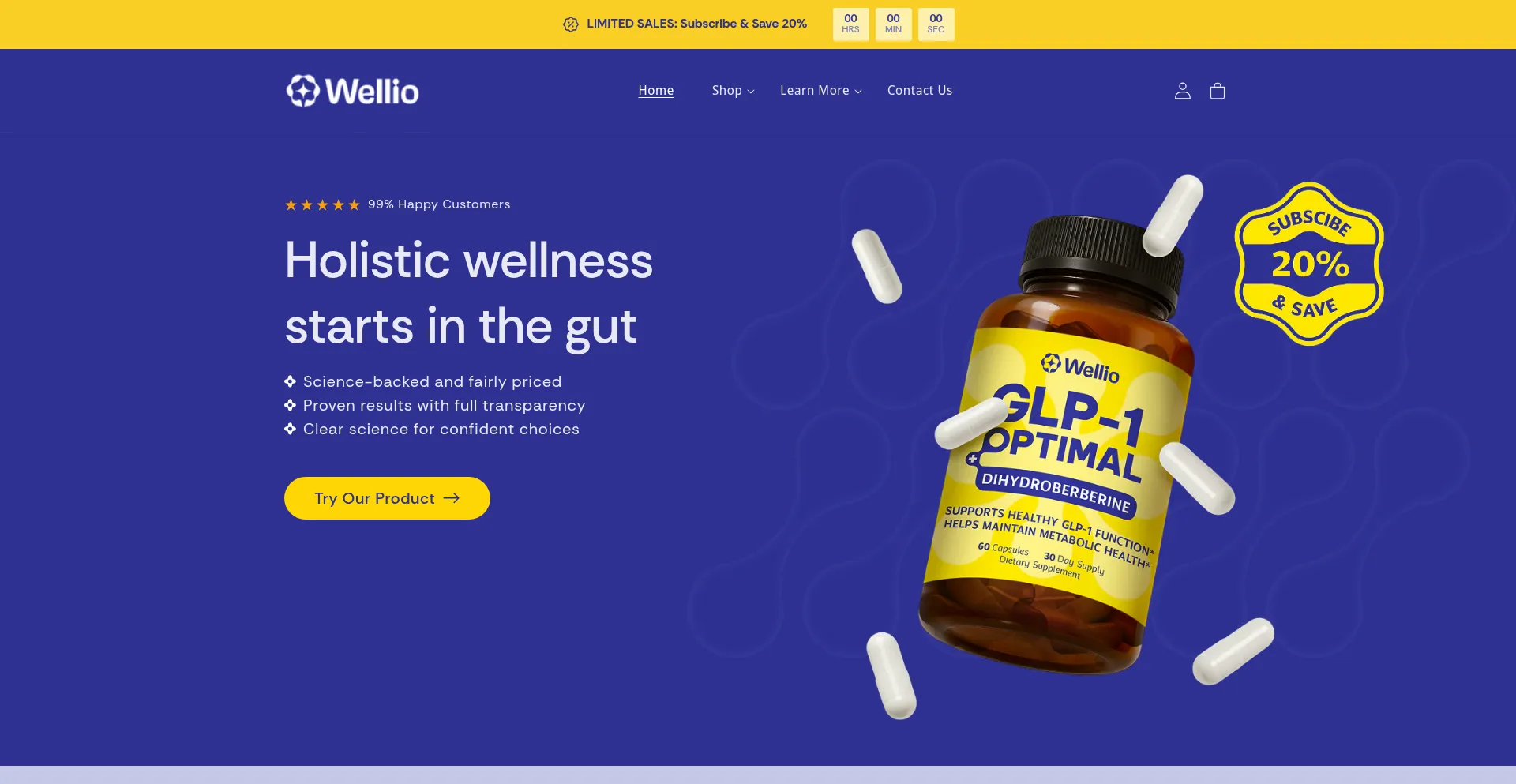 Website screenshot of Welliolife.com